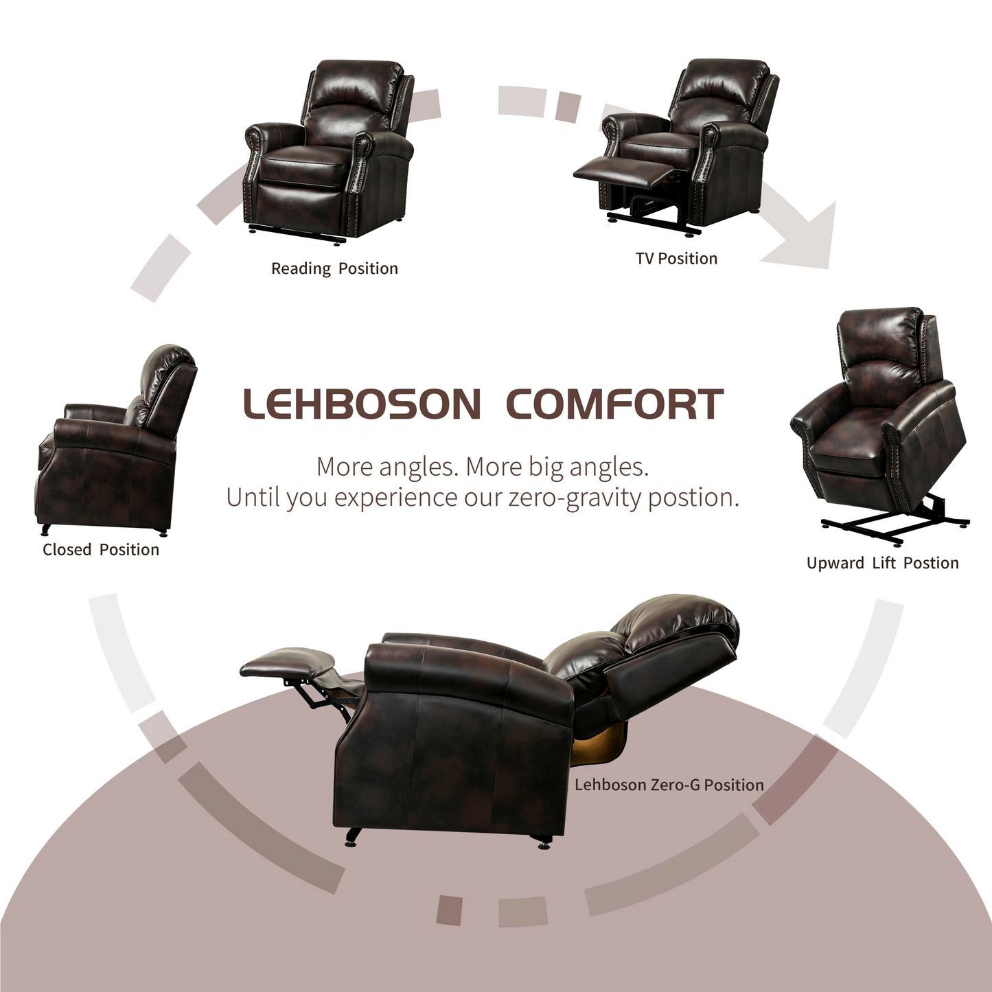 Lehboson Lift Chair Recliners, Electric Power Recliner Chair Sofa for Elderly, massage and heating (Brown)