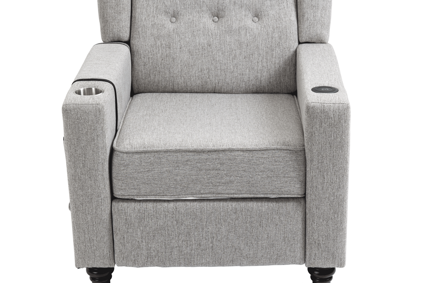 Arm Pushing Recliner Chair, Modern Button Tufted Wingback Push Back Recliner Chair, Living Room Chair Fabric Pushback Manual Single Reclining Sofa Home Theater Seating for Bedroom, Light Gray