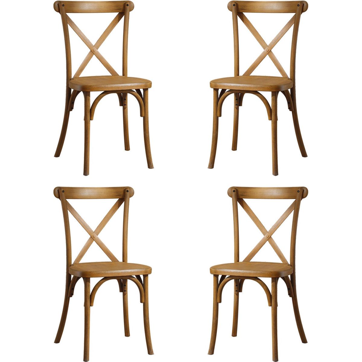 4-Pack Resin X-Back Chair, Natural