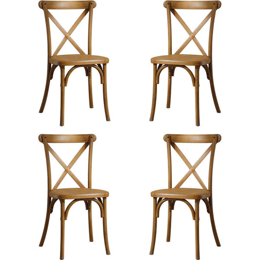 4-Pack Resin X-Back Chair, Natural