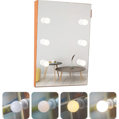 Wooden Wall Vanity Mirror Makeup Mirror Dressing Mirror with LED Bulbs