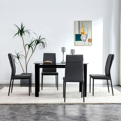 Dining chairs set of 4, Black modern kitchen chair with metal leg