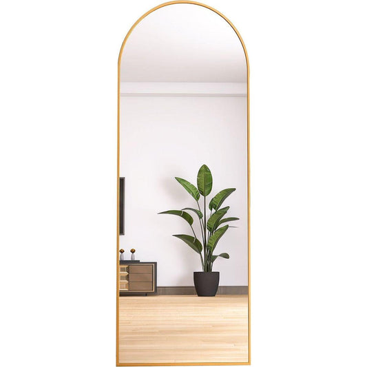 65" Arched Full Length Mirror Floor Dressing Mirror - Golden