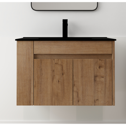 30 Inch Bathroom Vanity With Black Ceramic Basin and Adjust Open Shelf (KD-PACKING)