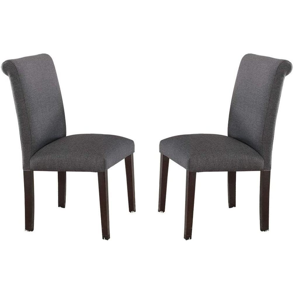 Transitional Blue Grey Polyfiber Chairs Dining Seating Set of 2 Dining chairs Plywood Birch Dining Room