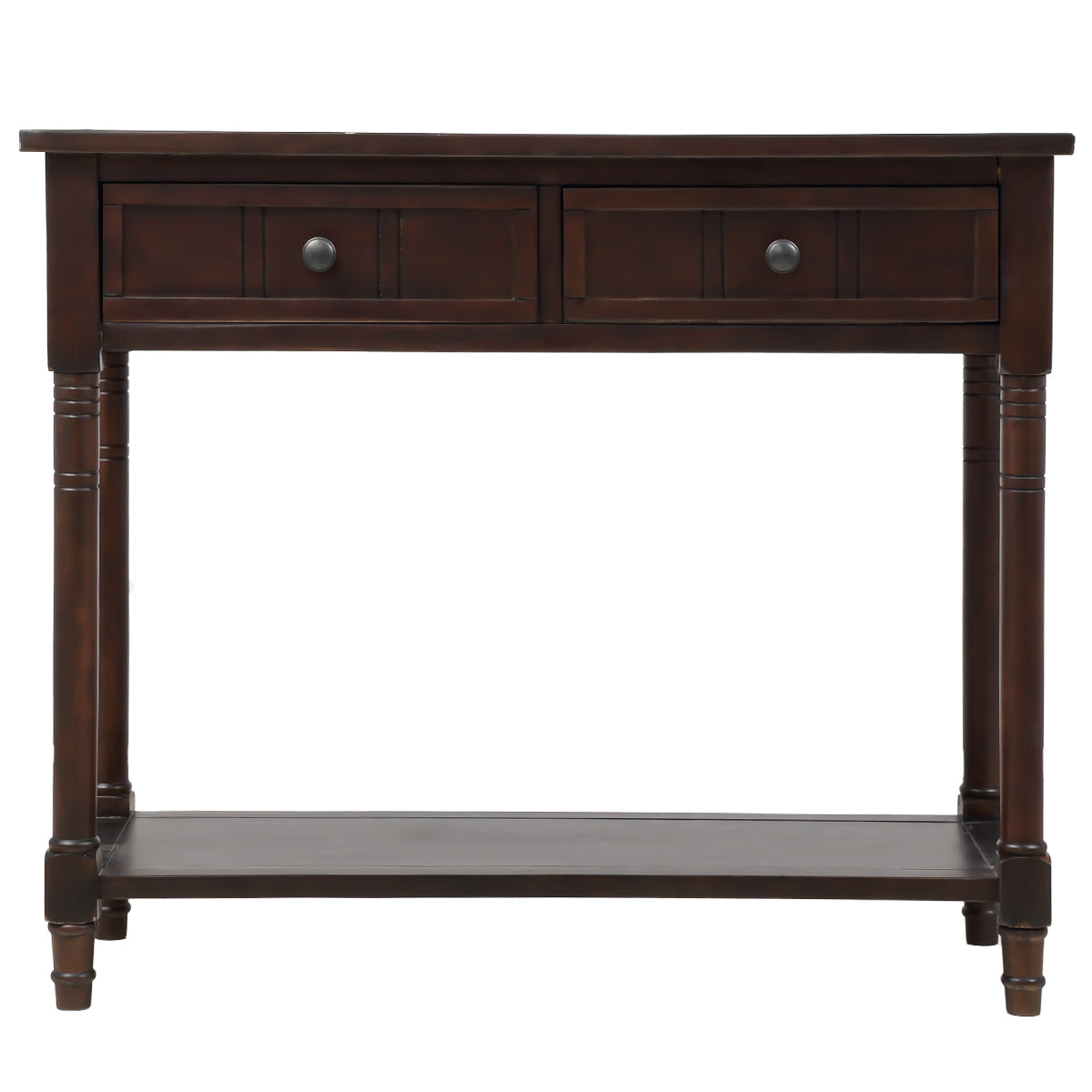 Daisy Series Console Table Traditional Design with Two Drawers and Bottom Shelf (Espresso)