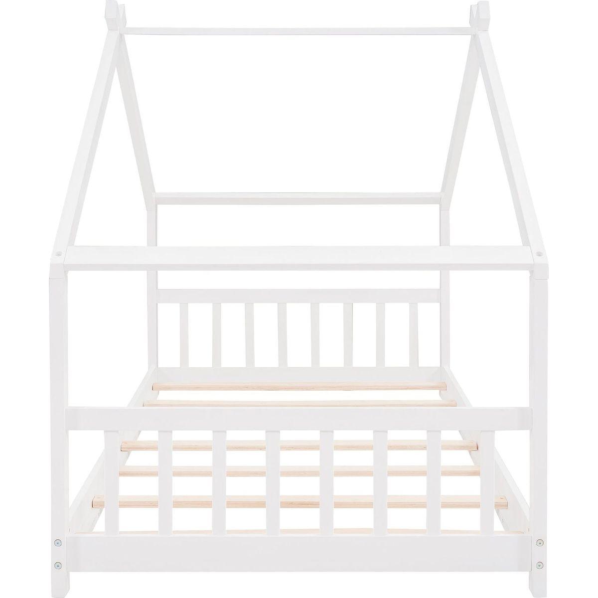 Twin Size House Bed Wood Bed, White