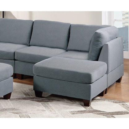 Modular Sectional 9pc Set Living Room Furniture Corner Sectional Couch Grey Linen Like Fabric 3x Corner Wedge 4x Armless Chairs and 2x Ottomans