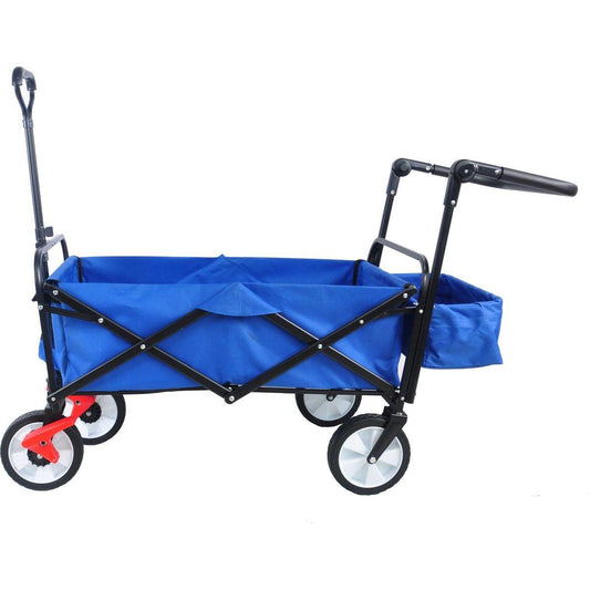 folding wagon Collapsible Outdoor Utility Wagon, Heavy Duty Folding Garden Portable Hand Cart, Drink Holder, Adjustable Handles