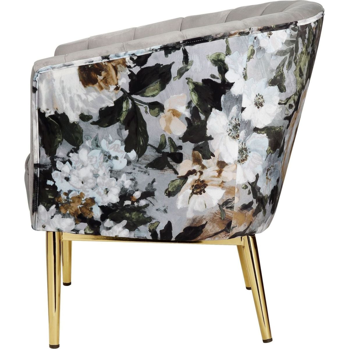 Colla Accent Chair, Gray Velvet & Gold