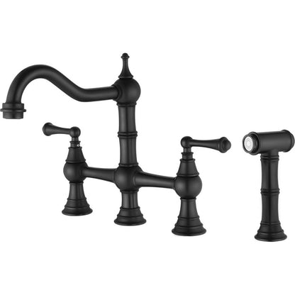 Bridge Dual Handles Kitchen Faucet With Pull-Out Side Spray in