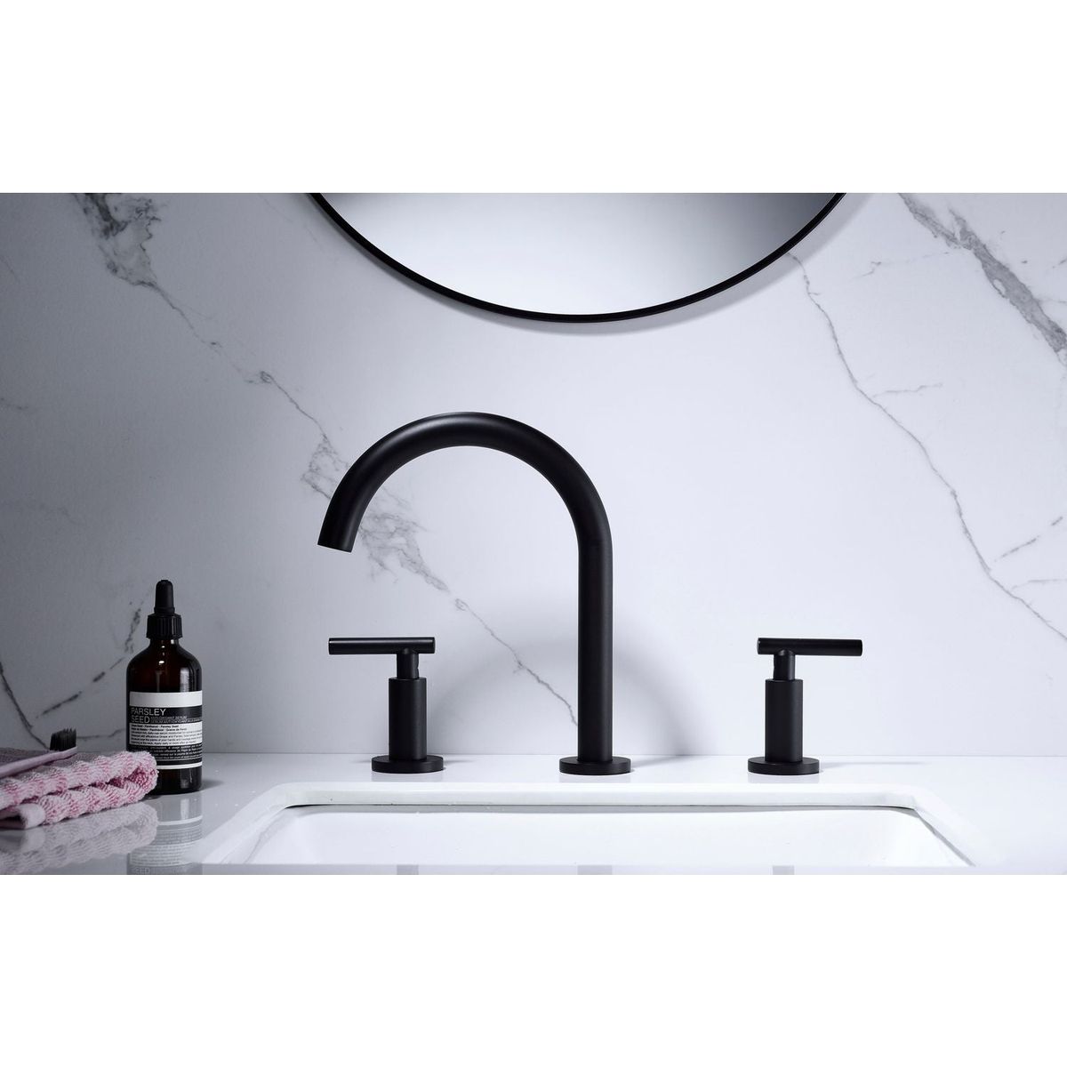 Two Handle High Arc Widespread Bathroom Sink Faucet 3 Hole