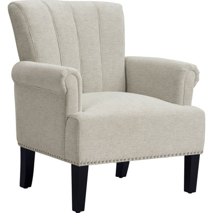 Accent Rivet Tufted Polyester Armchair, Cream