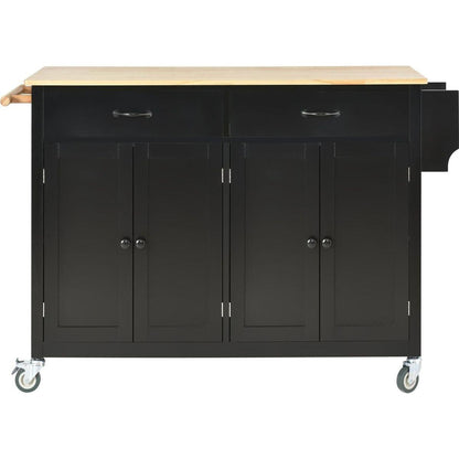 Kitchen Island Cart with Solid Wood Top and Locking Wheels4.3 Inch Width Door Cabinet and Two Drawerspice Rack, Towel Rack black) - Streamdale Furniture