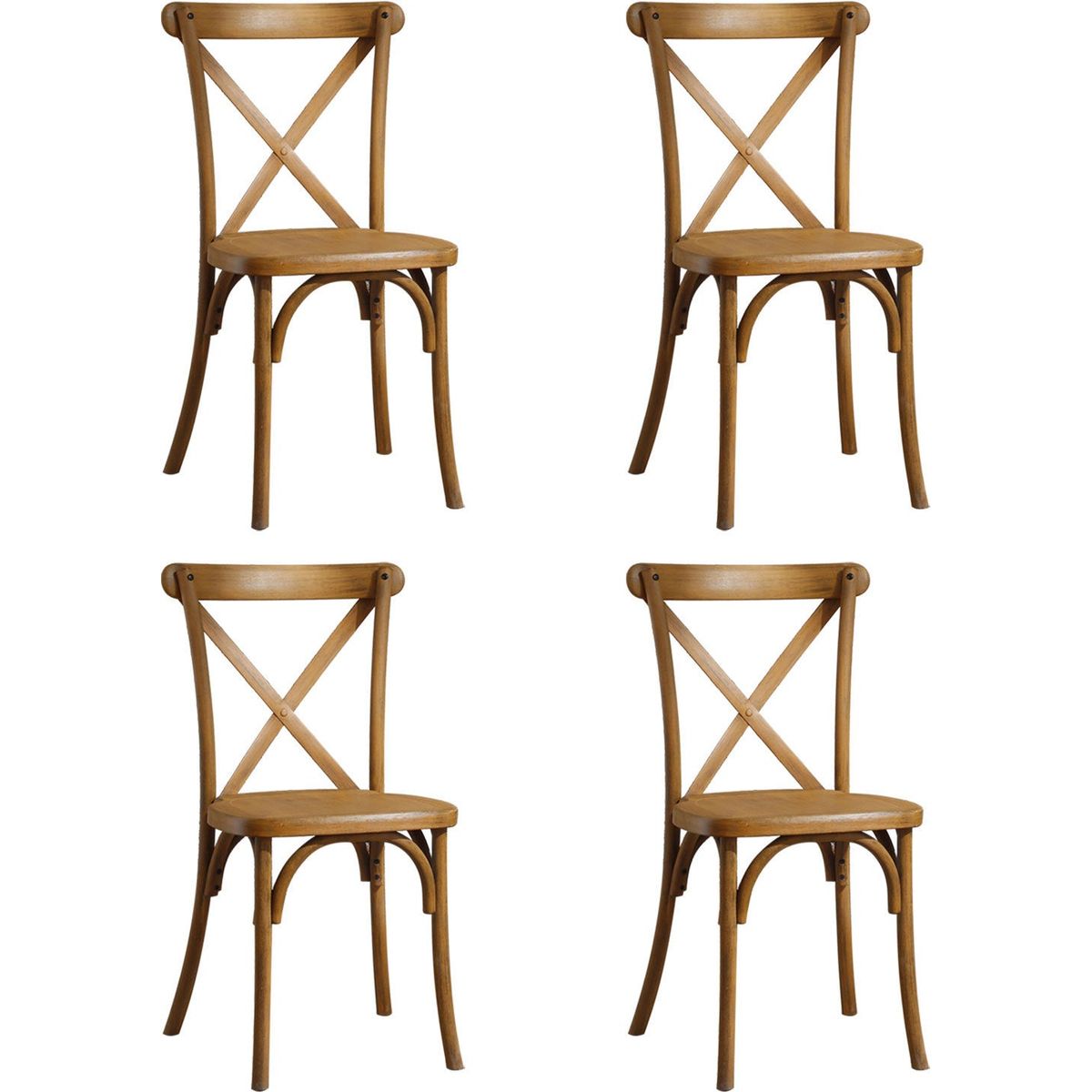 4-Pack Resin X-Back Chair, Natural