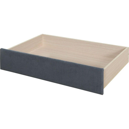 Twin Size Corduroy Daybed with Two Drawers and Wood Slat, Gray