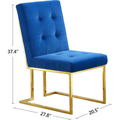 Modern Velvet Dining Chair Set of 2, Tufted Design and Gold Finish Stainless Base