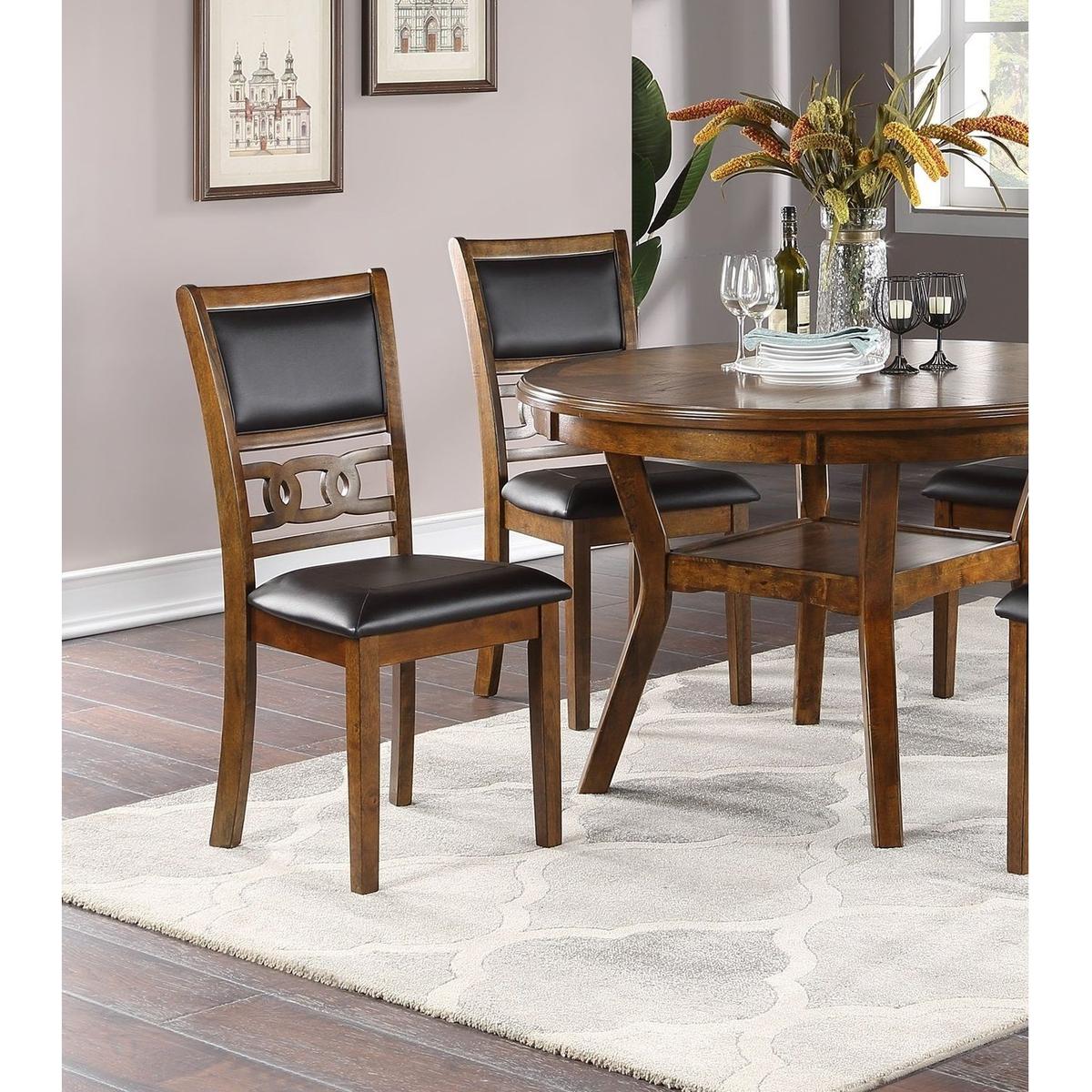 Dining Room Furniture Walnut Finish Set of 2 Side Chairs Cushion Seats Unique Back Kitchen Breakfast Chairs