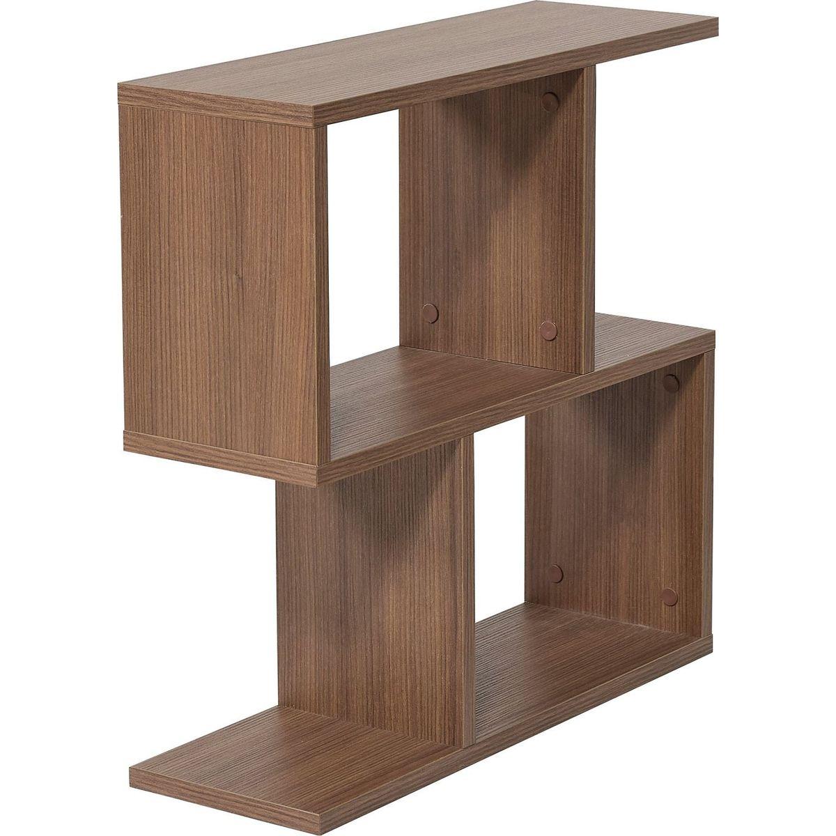 Store Alfa Rectangle 4 Shelves End Table, Narrow Chairside Table, 23 inch Skinny End Table for Living Rooms, Walnut