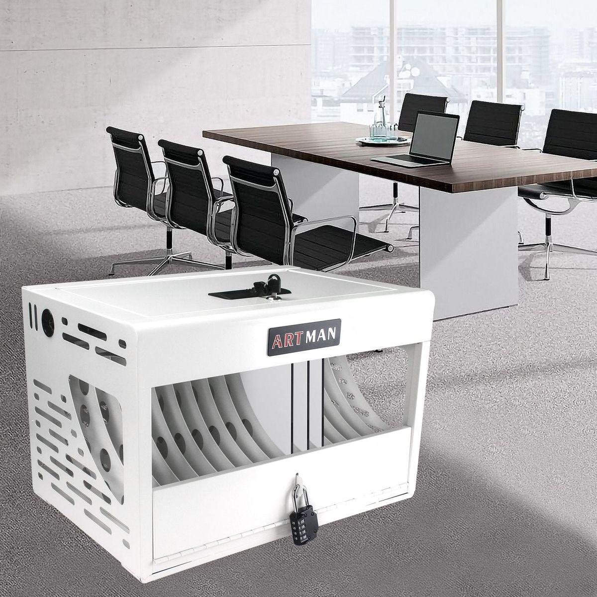 16 Bay Charging Cabinet for Laptop, Chromebook, Locking Charging Station-WHITE