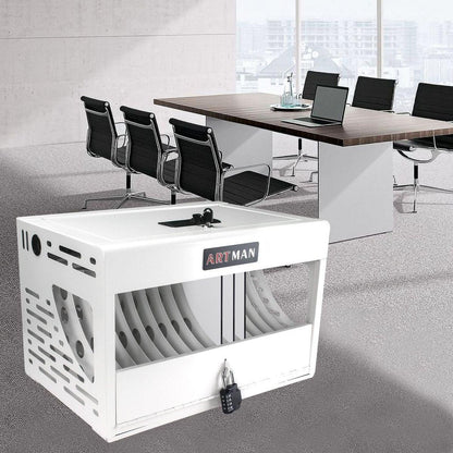 16 Bay Charging Cabinet for Laptop, Chromebook, Locking Charging Station-WHITE