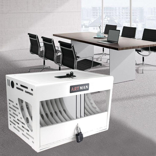 16 Bay Charging Cabinet for Laptop, Chromebook, Locking Charging Station-WHITE