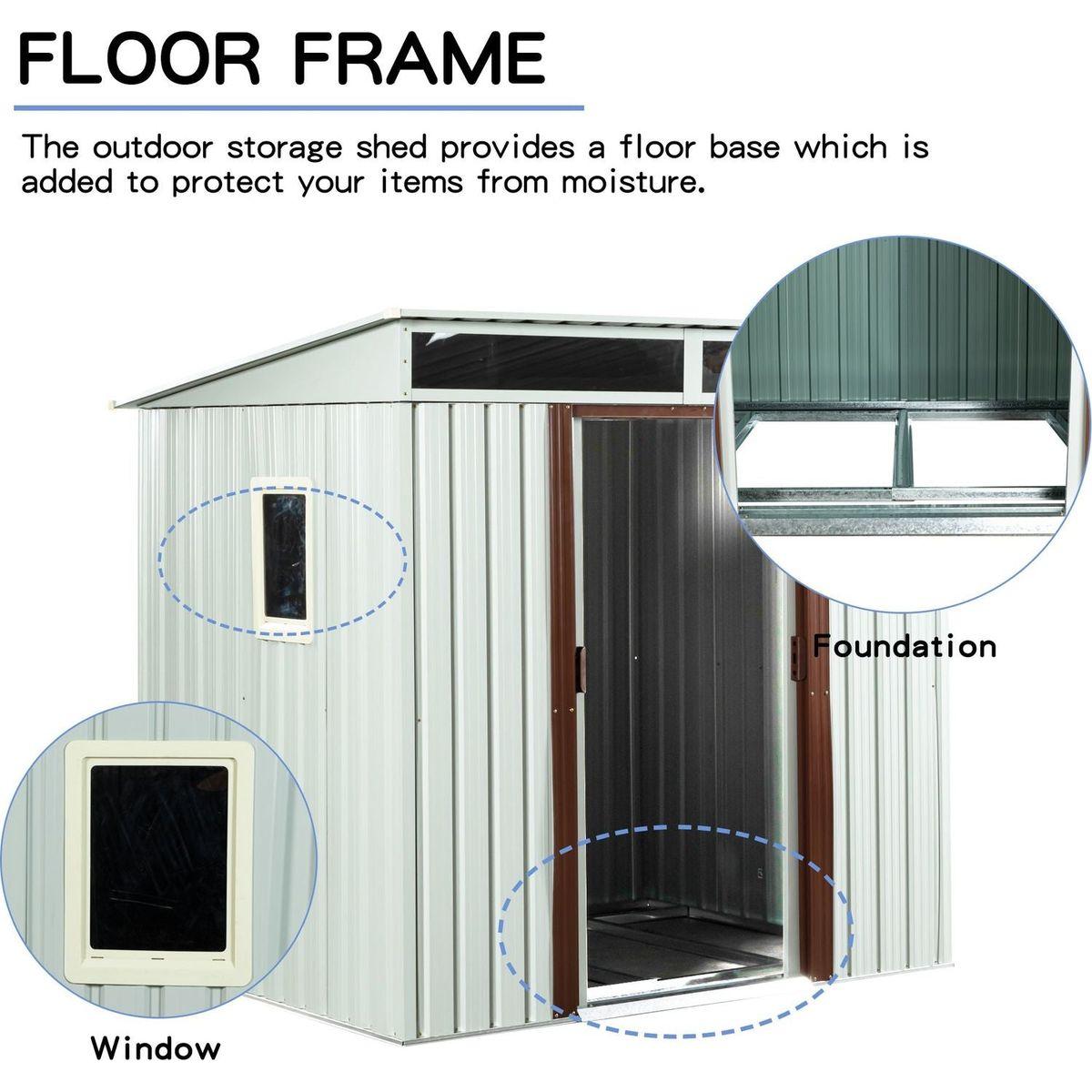 6ft x 5ft Outdoor Metal Storage Shed With window White