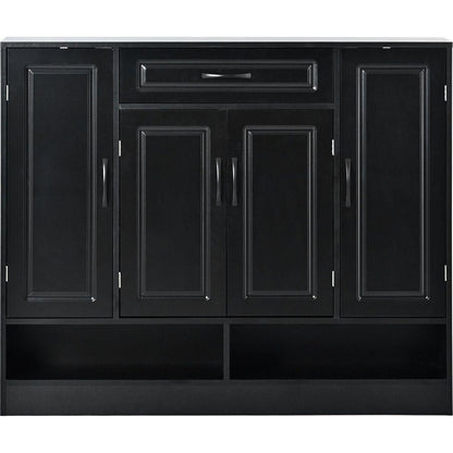 Sleek and Modern Shoe Cabinet with Adjustable Shelves, Minimalist Shoe Storage Organizer with Sturdy Top Surface, Space-saving Design Side Board for Various Sizes of Items, Black