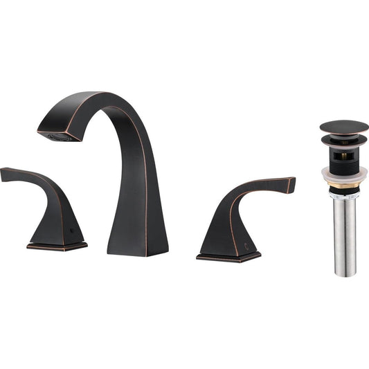 2-Handle Bathroom Sink Faucet with Drain, Oil Rubbed Bronze