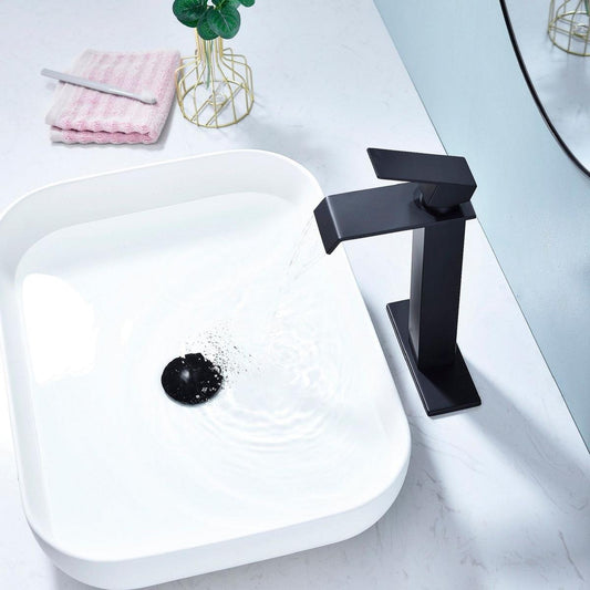 Waterfall Spout Bathroom Faucet, Single Handle Bathroom Vanity Sink Faucet