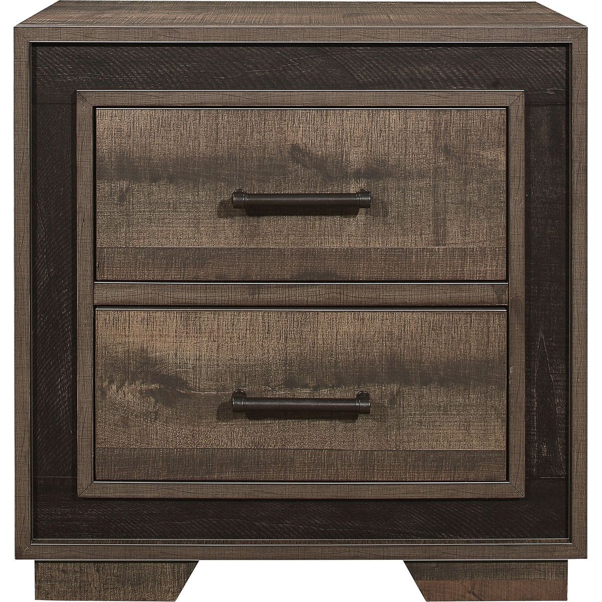 Rustic Style 1pc Nightstand Two-Tone Finish Embossed Faux-Wood Bed Side Table Bedroom Furniture