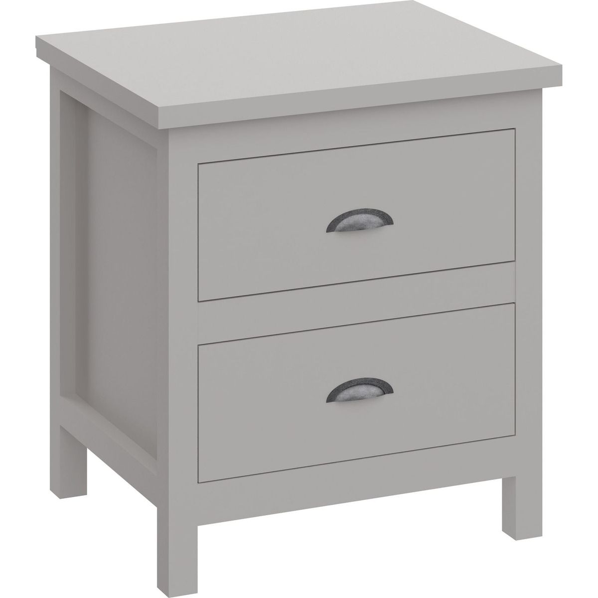 Versatile Gray 2-Drawers Nightstand, Bedside Table, End Table for Living Room Bedroom Assembled with Sturdy Solid Wood