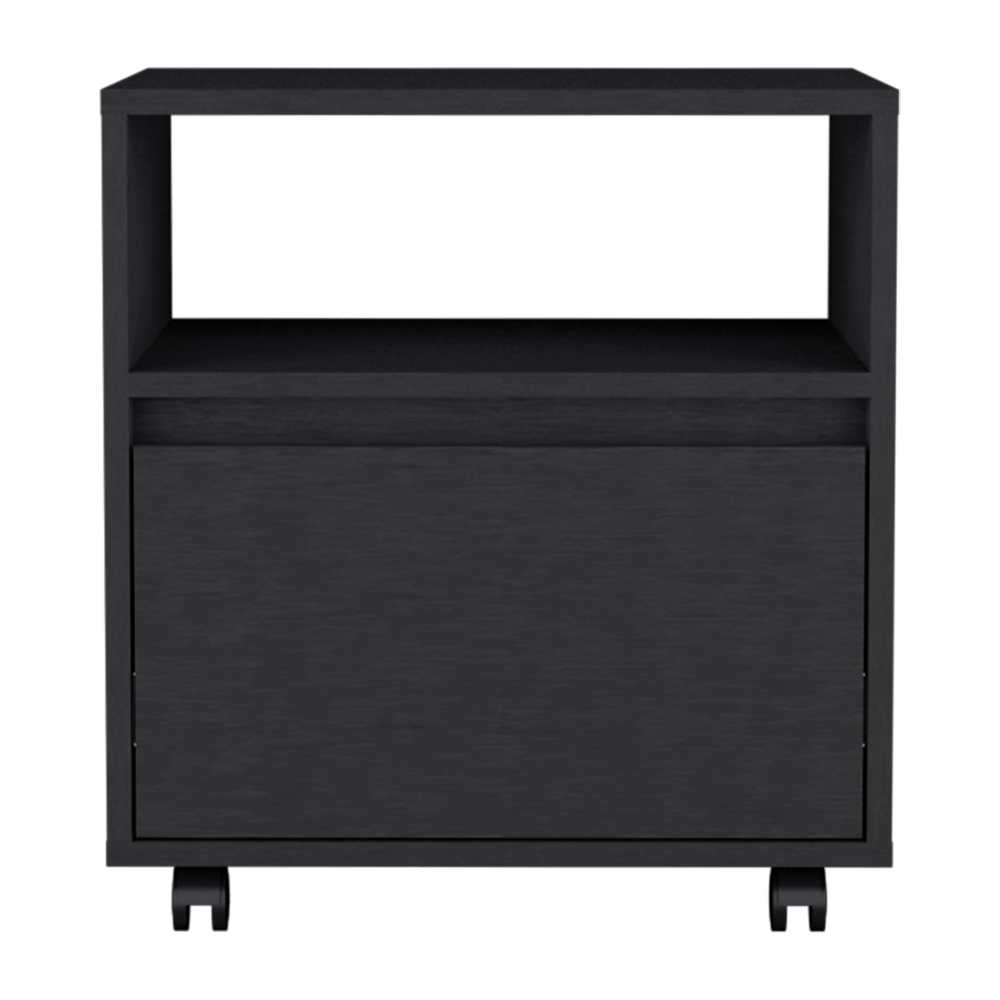 Austin Nightstand, Casters, Single Drawer-Black