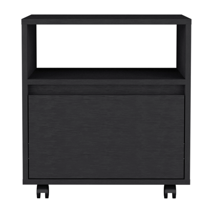 Austin Nightstand, Casters, Single Drawer-Black
