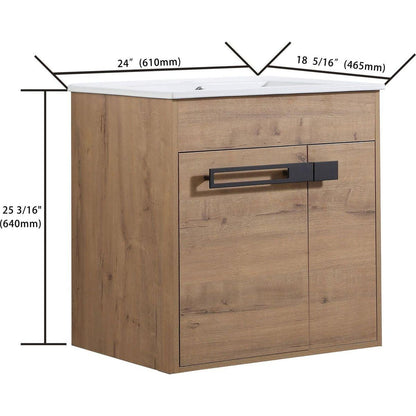 24 Inch Bathroom Vanity With Sink, Freestanding Bathroom Vanity or Floating is Optional Conversion24x18-00324IMO-1(KD-Packing)