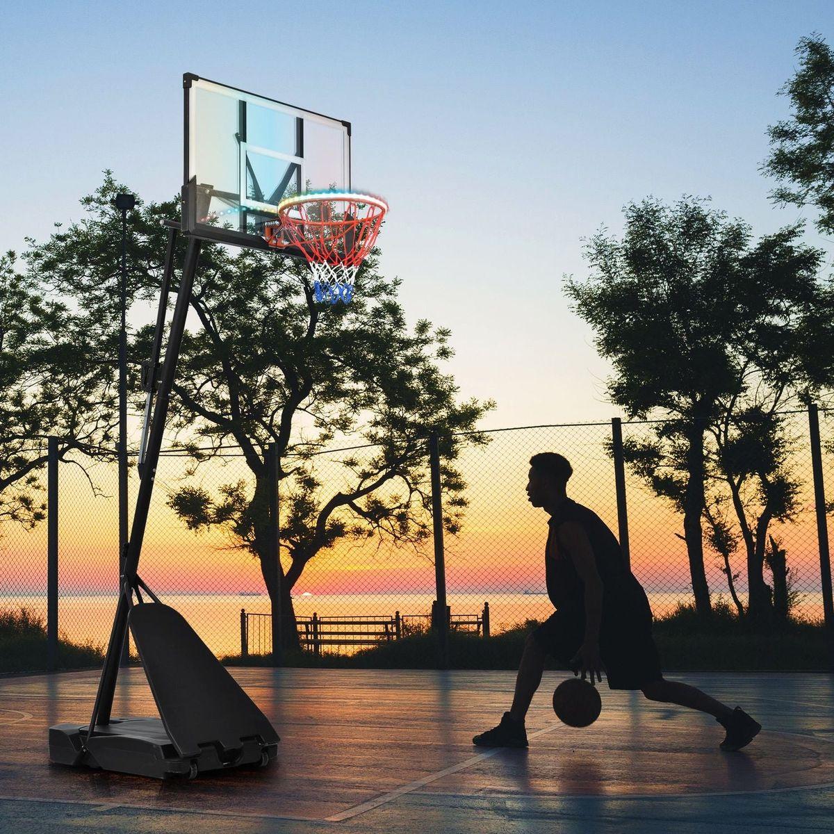 Portable Basketball Hoop Basketball System 8-10ft Height Adjustable for Youth Adults LED Basketball Hoop Lights, Colorful lights, Waterproof uper Bright to Play at Night Outdoors,Good Gift for Kids