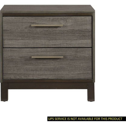 Contemporary Styling 1pc Nightstand of 2x Drawers w Antique Bar Pulls Two-Tone Finish Wooden Bedroom Furniture