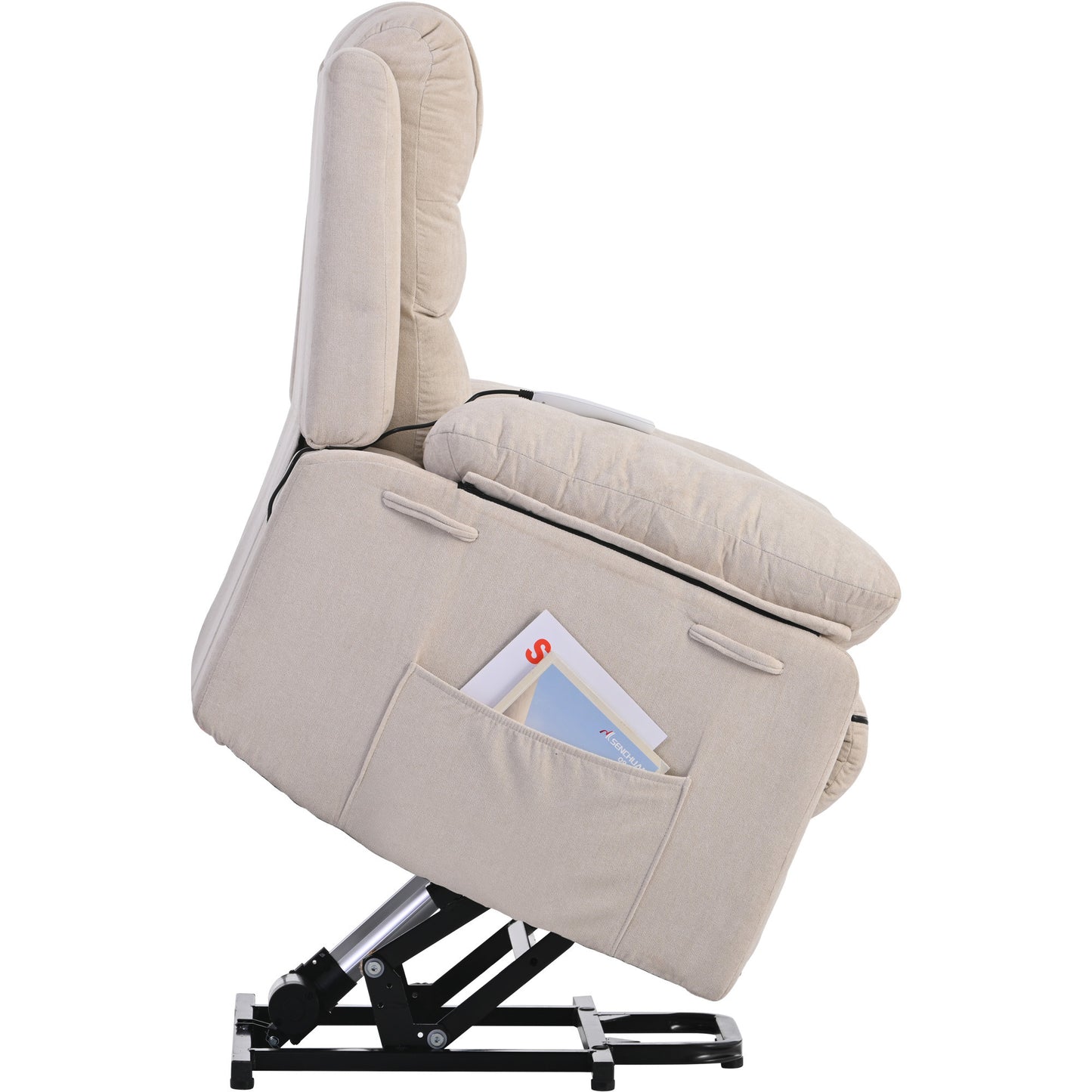 Massage Recliner, Power Lift Chair for Elderly with Adjustable Massage and Heating Function, Recliner Chair with Infinite Position and Side Pocket for Living Room, Beige