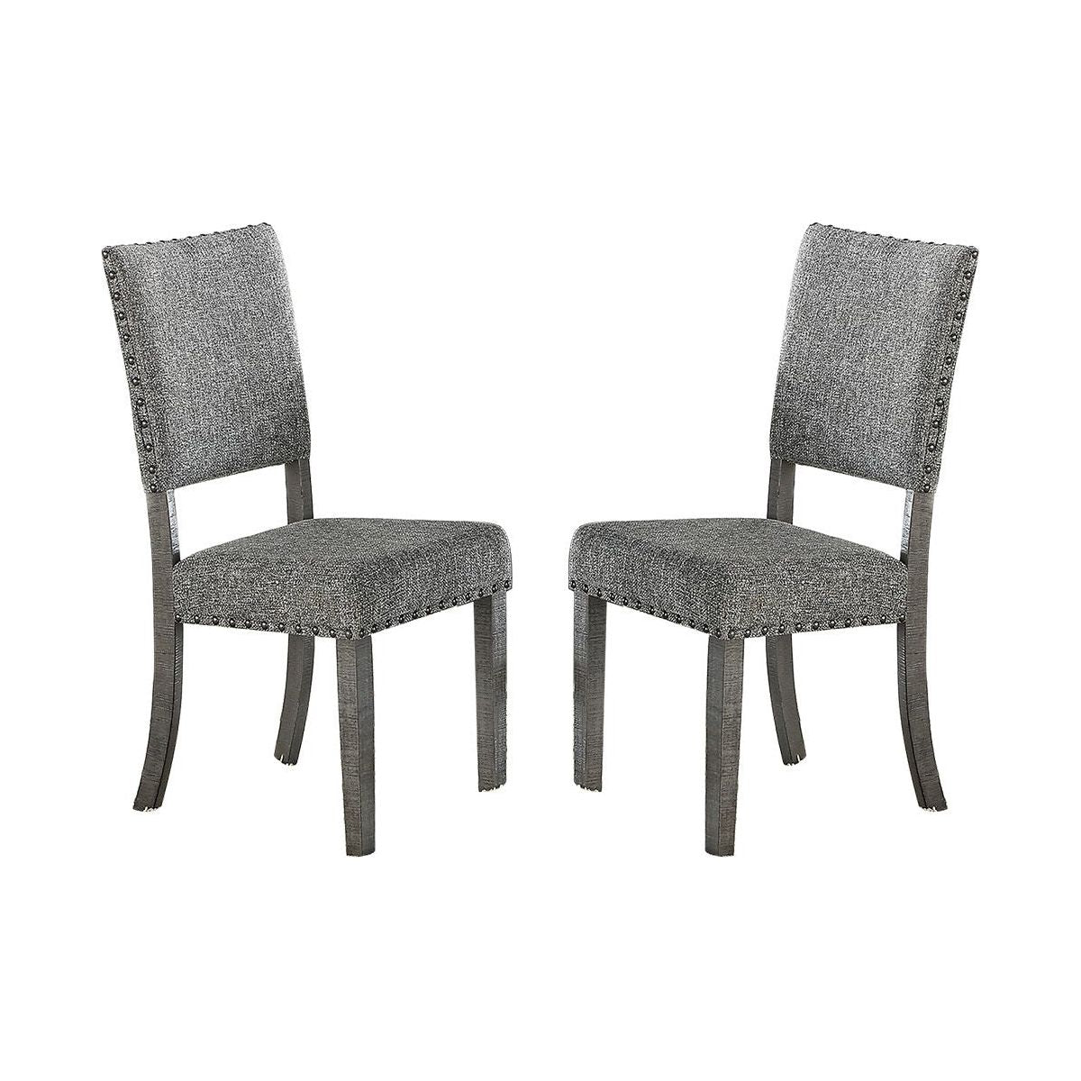 Set of 2 Upholstered Fabric Dining Chairs, Grey