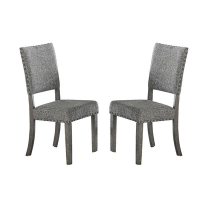 Set of 2 Upholstered Fabric Dining Chairs, Grey