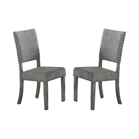 Set of 2 Upholstered Fabric Dining Chairs, Grey