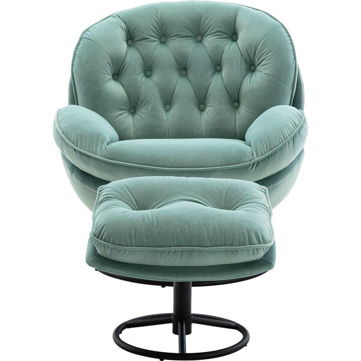 Accent chair TV Chair Living room Chair with Ottoman-TEAL