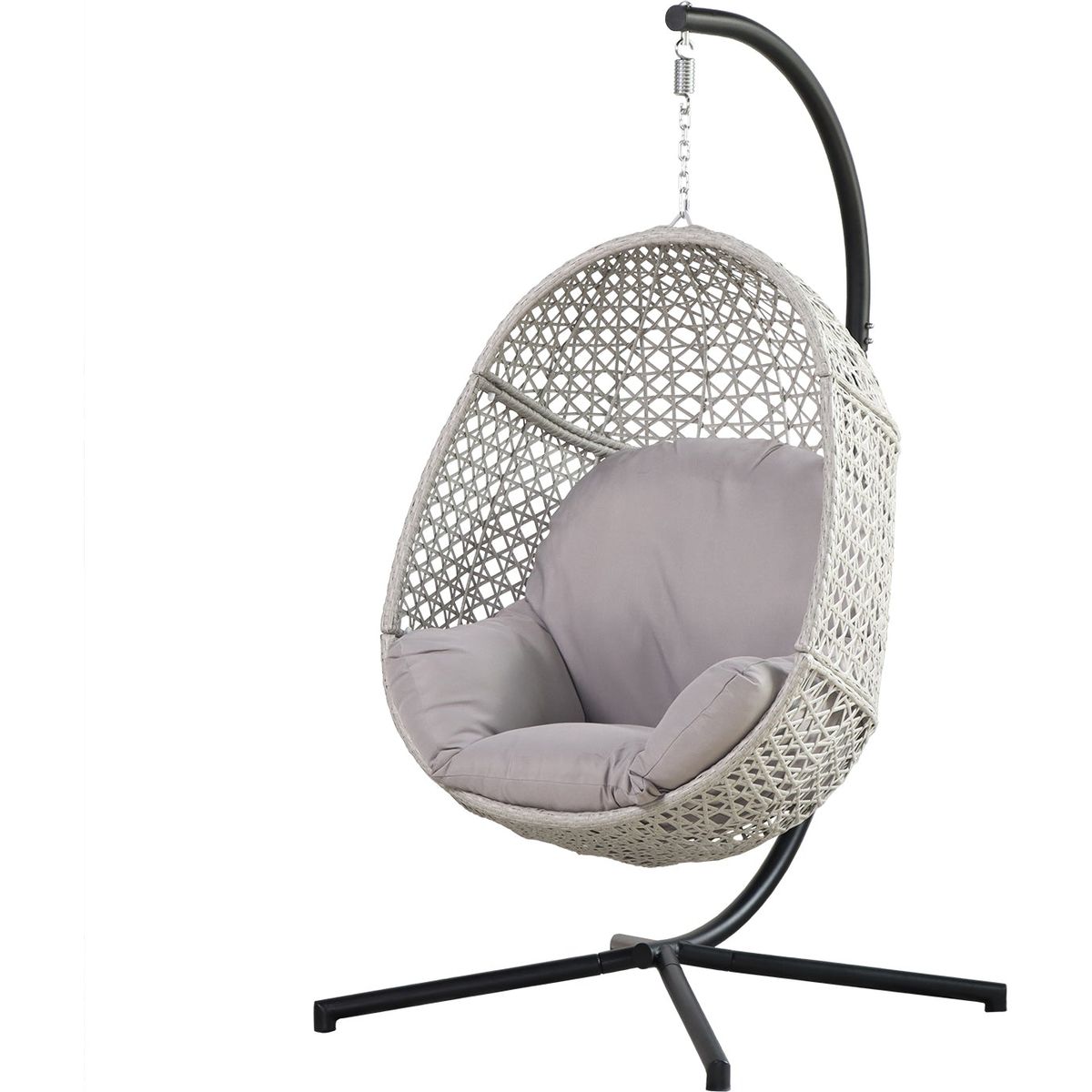 Large Hanging Egg Chair with Stand & UV Resistant Cushion Hammock Chairs with C-Stand for Outdoor