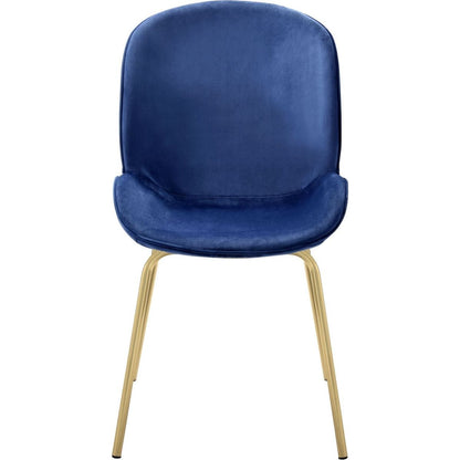 Chuchip Side Chair (Set-2) in Blue Velvet & Gold