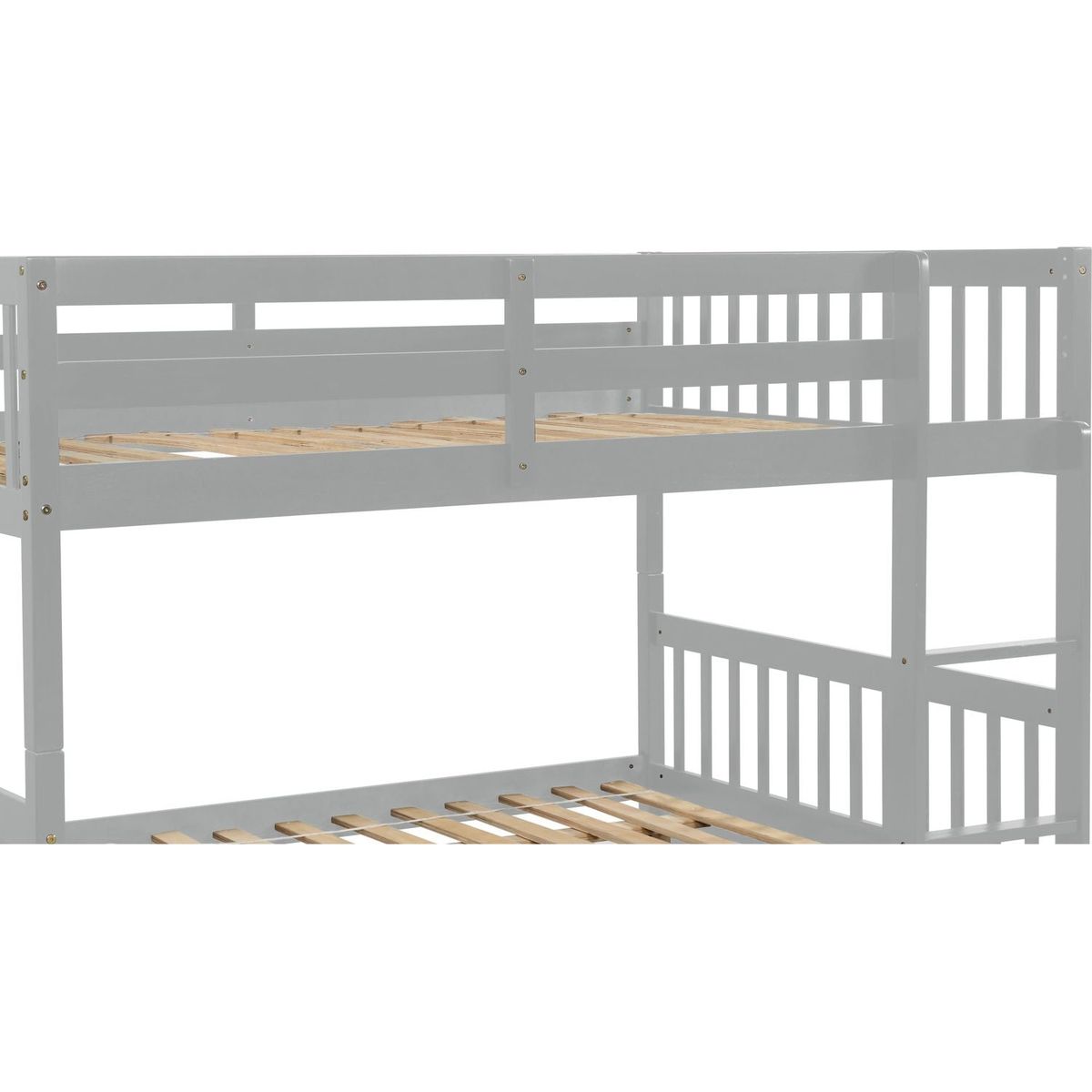 Full Over Full Bunk Bed with Trundle, Convertible to 2 Full Size Platform Bed, Full Size Bunk Bed with Ladder and Safety Rails for Kids, Teens, Adults,Grey