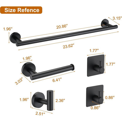 Bathroom Matte Black Hardware Accessories 5 Pieces Set