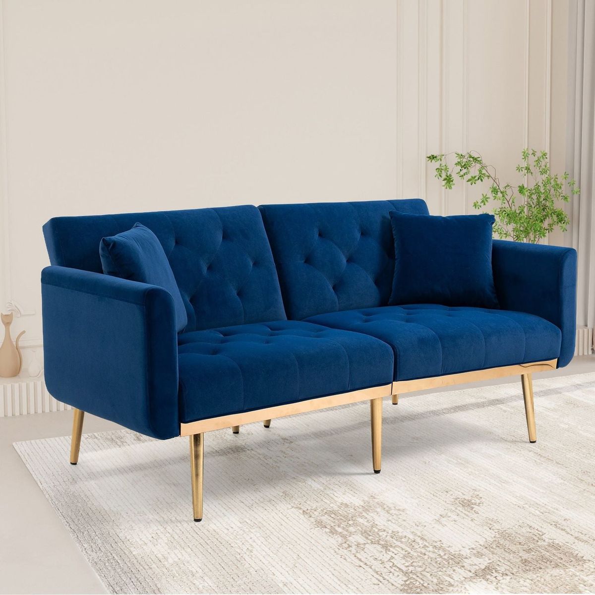 Velvet Sofa, Accent sofa .loveseat sofa with metal feet