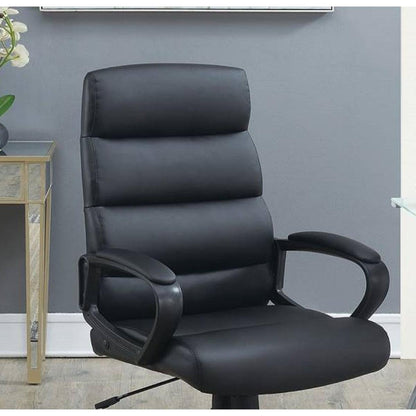 Black Faux leather Cushioned Upholstered 1pc Office Chair Adjustable Height Desk Chair Relax