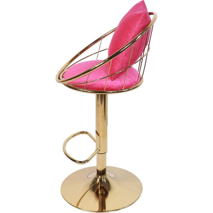 Rose Red velvet bar chair, pure gold plated, unique design60 degree rotation, adjustable heightuitable for dining room and baret of 2