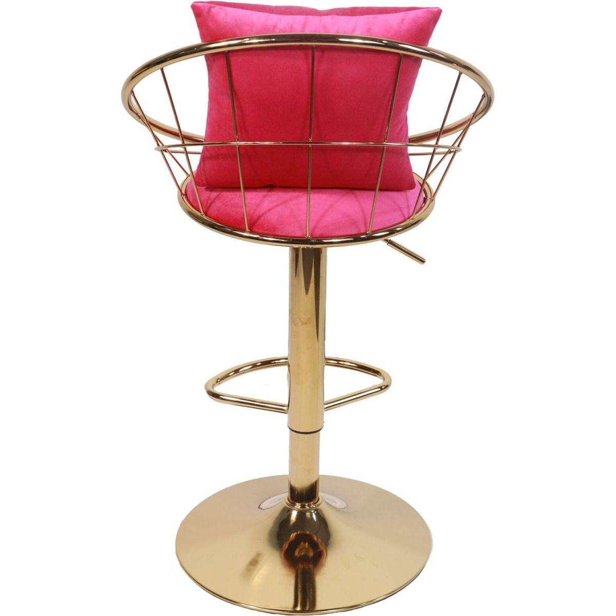 Rose Red velvet bar chair, pure gold plated, unique design60 degree rotation, adjustable heightuitable for dining room and baret of 2